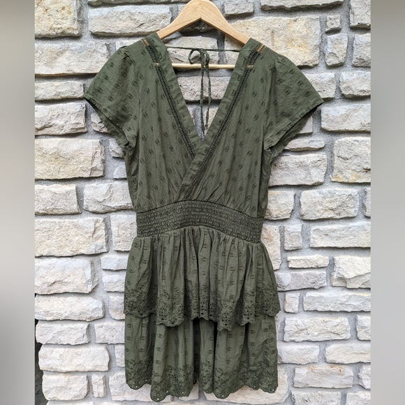 American Eagle Olive Green Eyelet Dress - Picture 3 of 6